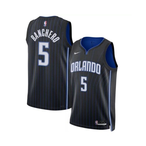 Camiseta Nike negra Swingman Paolo Banchero #5 de Orlando Magic 2022/23 para hombre - Edición Icon