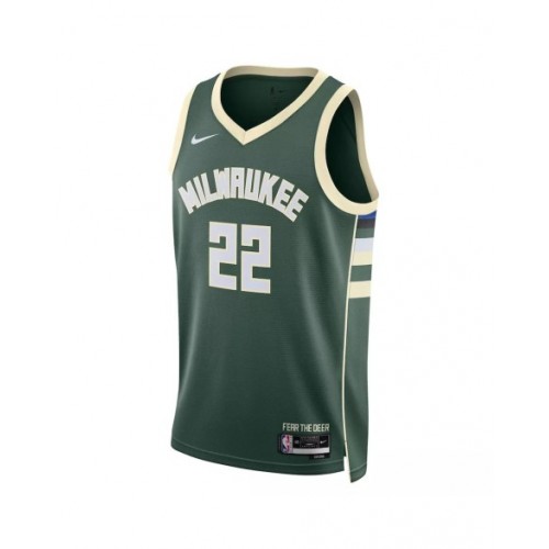 Camiseta Swingman Khris Middleton #22 de Milwaukee Bucks para hombre, edición Icon, color verde cazador 22/23