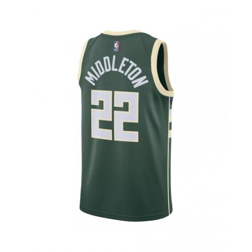 Camiseta Swingman Khris Middleton #22 de Milwaukee Bucks para hombre, edición Icon, color verde cazador 22/23