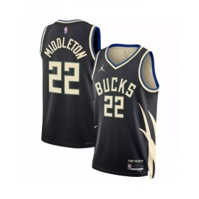 Camiseta de hombre Milwaukee Bucks Khris Middleton #22 Jordan Brand Swingman negra 2022/23 - Edición Statement