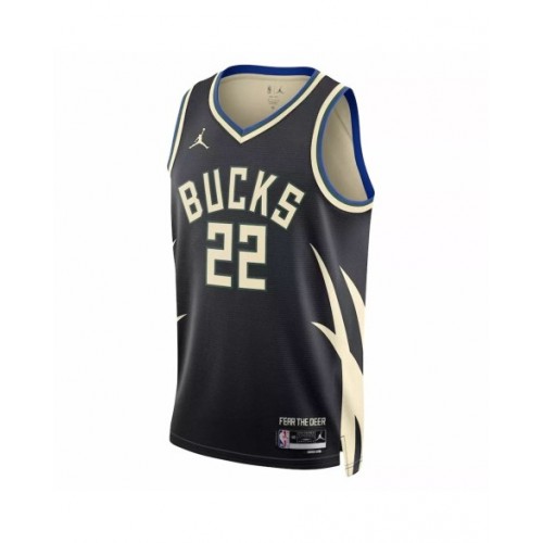 Camiseta de hombre Milwaukee Bucks Khris Middleton #22 Jordan Brand Swingman negra 2022/23 - Edición Statement