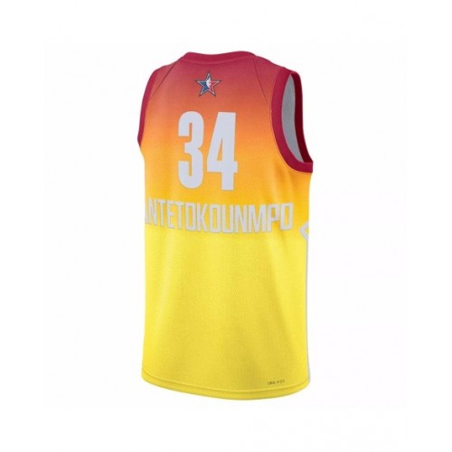 Camiseta de hombre de la NBA All-Star Game 2023 de Giannis Antetokounmpo Jordan Brand naranja Swingman