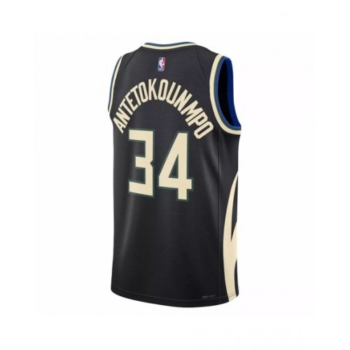 Camiseta de hombre de la marca Jordan de Giannis Antetokounmpo #34 de los Milwaukee Bucks 2022/23 Swingman negra - Edición Statement