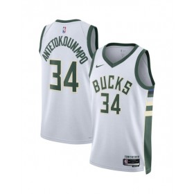 Camiseta Nike Swingman Giannis Antetokounmpo #34 de los Milwaukee Bucks para hombre, edición de la asociación, color blanco 2022/23