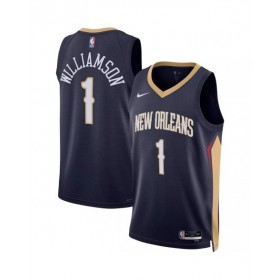 Camiseta de Zion Williamson #1 de los New Orleans Pelicans para hombre, azul marino, 22/23 - Edición Icon