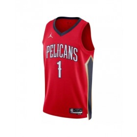 Camiseta de Zion Williamson #1 Jordan Brand de los New Orleans Pelicans para hombre, edición Statement, color rojo 22/23