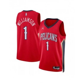 Camiseta de Zion Williamson #1 Jordan Brand de los New Orleans Pelicans para hombre, edición Statement, color rojo 22/23