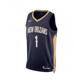 Camiseta de Zion Williamson #1 de los New Orleans Pelicans para hombre, azul marino, 22/23 - Edición Icon