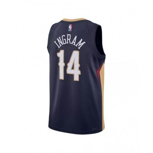 Camiseta de hombre Brandon Ingram #14 de los New Orleans Pelicans, edición Icon, azul marino, 22/23