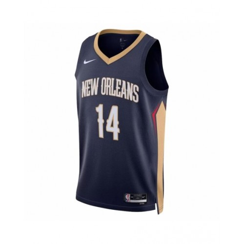 Camiseta de hombre Brandon Ingram #14 de los New Orleans Pelicans, edición Icon, azul marino, 22/23