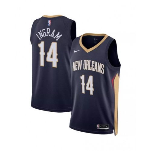 Camiseta de hombre Brandon Ingram #14 de los New Orleans Pelicans, edición Icon, azul marino, 22/23