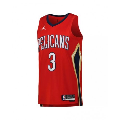 Camiseta de hombre New Orleans Pelicans CJ McCollum #3 Jordan Brand Swingman roja 2022/23 - Edición Statement