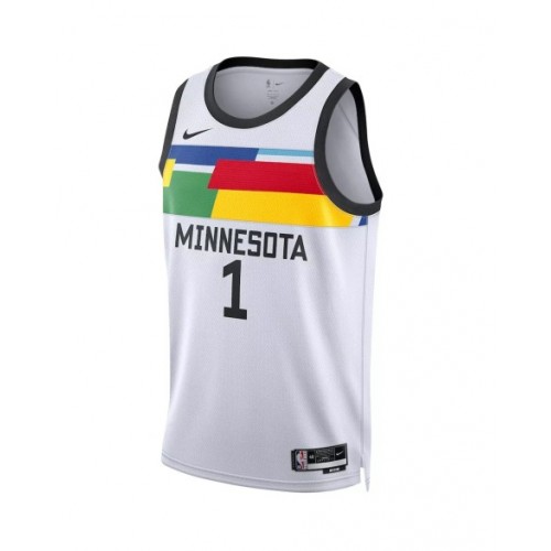 Camiseta Nike blanca 2022/23 Swingman Anthony Edwards #1 de los Minnesota Timberwolves para hombre - Edición City