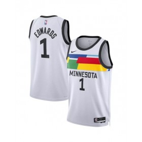 Camiseta Nike blanca 2022/23 Swingman Anthony Edwards #1 de los Minnesota Timberwolves para hombre - Edición City