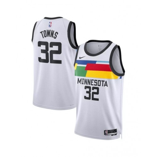 Camiseta Nike blanca 2022/23 Swingman de los Minnesota Timberwolves Karl-Anthony Towns #32 para hombre - Edición City