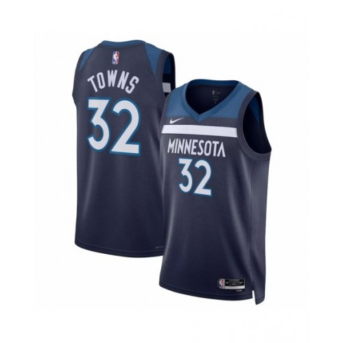 Camiseta Nike azul marino Swingman 2022/23 de los Minnesota Timberwolves para hombre con el número 32 de Karl-Anthony Towns - Icon Edition