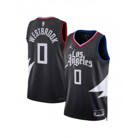 Camiseta de hombre Russell Westbrook #0 Jordan Brand Swingman 2022/23 de LA Clippers, edición Statement, color negro