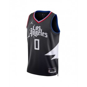 Camiseta de hombre Russell Westbrook #0 Jordan Brand Swingman 2022/23 de LA Clippers, edición Statement, color negro