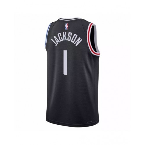 Camiseta Nike Swingman negra 2022/23 de Reggie Jackson #1 de Los Angeles Clippers para hombre - Edición City