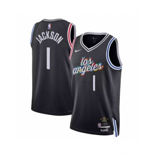 Camiseta Nike Swingman negra 2022/23 de Reggie Jackson #1 de Los Angeles Clippers para hombre - Edición City