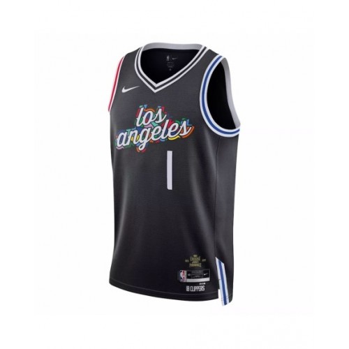 Camiseta Nike Swingman negra 2022/23 de Reggie Jackson #1 de Los Angeles Clippers para hombre - Edición City