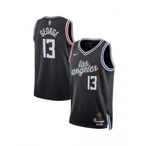 Camiseta Nike negra Swingman Paul George #13 de los LA Clippers 2022/23 para hombre - Edición City