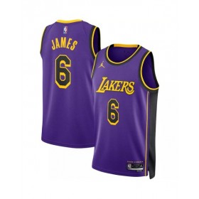 Camiseta de hombre Jordan Brand Swingman de Los Angeles Lakers LeBron James #6 en morado 2022/23 - Edición Statement