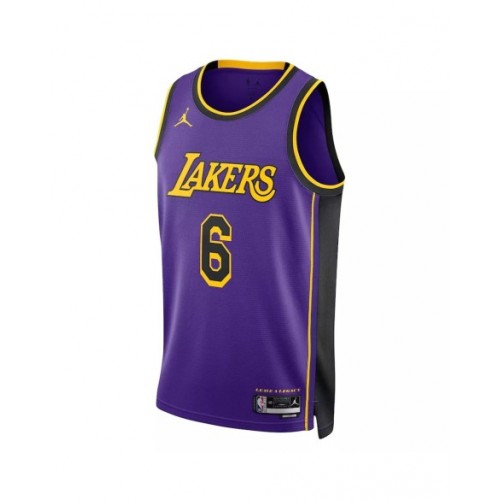 Camiseta de hombre Jordan Brand Swingman de Los Angeles Lakers LeBron James #6 en morado 2022/23 - Edición Statement