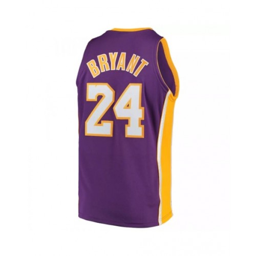 Camiseta de madera de Mitchell & Ness de Kobe Bryant #24 de la final visitante de Los Angeles Lakers para hombre, color morado, 2008-2009