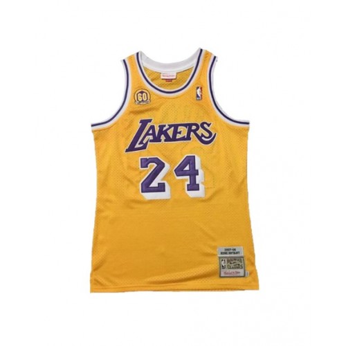 Camiseta de la NBA de Mitchell & Ness con el número 24 de Bryant de Los Angeles Lakers para hombre, color amarillo, 2007/08, Swingman