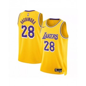 Camiseta Nike Swingman dorada 2022/23 de Rui Hachimura #28 de Los Angeles Lakers para hombre - Edición Icon