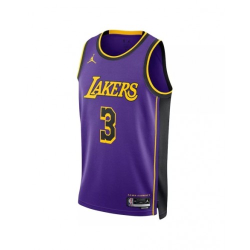 Camiseta de hombre Jordan Brand de Los Angeles Lakers Anthony Davis #3 en morado 2022/23 Swingman - Edición Statement