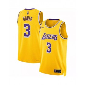 Camiseta Nike dorada 2022/23 Swingman Anthony Davis #3 de Los Angeles Lakers para hombre - Edición Icon