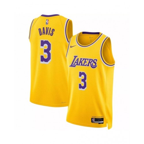 Camiseta Nike dorada 2022/23 Swingman Anthony Davis #3 de Los Angeles Lakers para hombre - Edición Icon