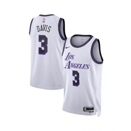 Camiseta Nike blanca 2022/23 Swingman Anthony Davis #3 de Los Angeles Lakers para hombre - Edición City