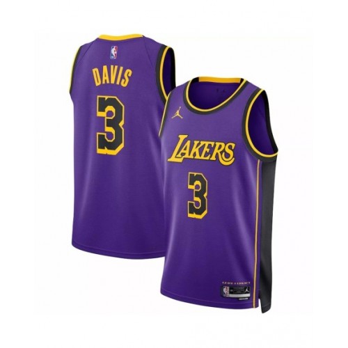 Camiseta de hombre Jordan Brand de Los Angeles Lakers Anthony Davis #3 en morado 2022/23 Swingman - Edición Statement