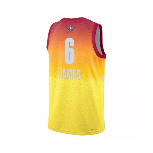 Camiseta de hombre LeBron James #6 Jordan Brand naranja 2023 All-Star Game Swingman de la NBA