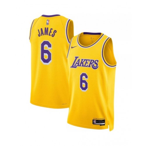 Camiseta Nike Swingman dorada 2022/23 de LeBron James #6 de Los Angeles Lakers para hombre - Edición Icon