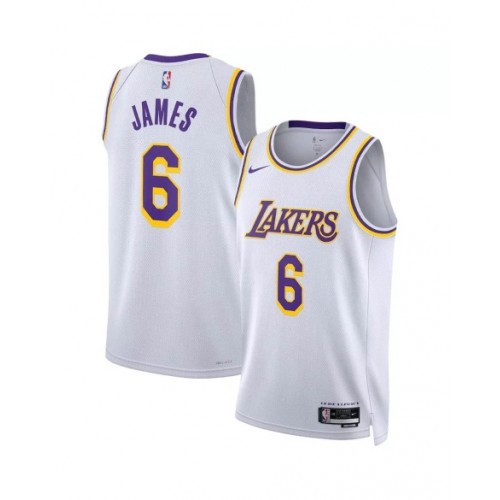 Camiseta Nike Swingman blanca 2022/23 de LeBron James #6 de Los Angeles Lakers para hombre - Association Edition