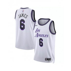 Camiseta Nike Swingman blanca 2022/23 de LeBron James #6 de Los Angeles Lakers para hombre - Edición City