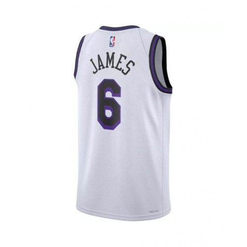 Camiseta Nike Swingman blanca 2022/23 de LeBron James #6 de Los Angeles Lakers para hombre - Edición City