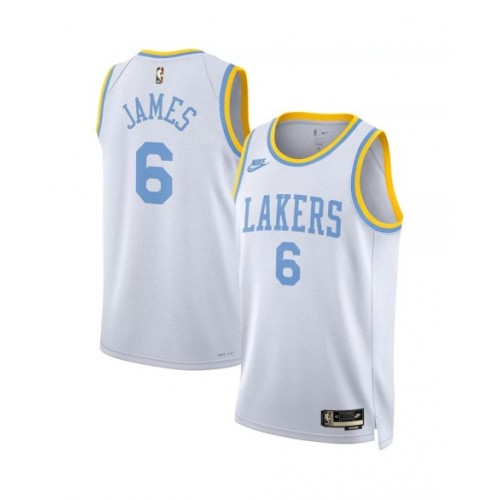 Camiseta Nike Swingman blanca 2022/23 de LeBron James #6 de Los Angeles Lakers para hombre - Edición clásica