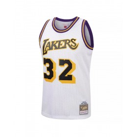 Camiseta de los Lakers de Los Ángeles Magic Johnson #32 Mitchell&Ness Hardwood Classics blanca 84-85 para hombre