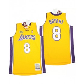 Camiseta de madera de Mitchell & Ness amarilla número 8 de Kobe Bryant 1999-00 de la final de local de Los Angeles Lakers para hombre