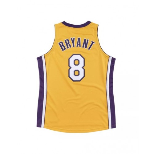 Camiseta de madera de Mitchell & Ness amarilla número 8 de Kobe Bryant 1999-00 de la final de local de Los Angeles Lakers para hombre