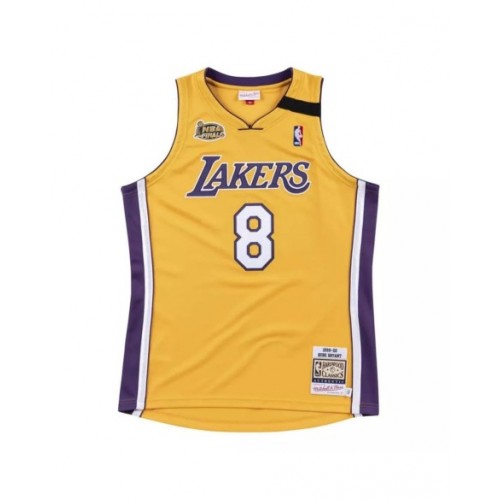 Camiseta de madera de Mitchell & Ness amarilla número 8 de Kobe Bryant 1999-00 de la final de local de Los Angeles Lakers para hombre