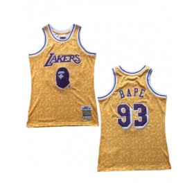 Camiseta de baloncesto amarilla BAPE x Mitchell & Ness Lakers ABC Swingman