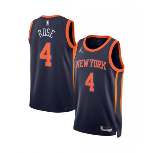 Camiseta de hombre New York Knicks Derrick Rose #4 Jordan Brand azul marino 2022/23 Swingman - Edición Statement