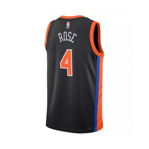 Camiseta Nike Swingman negra 2022/23 de Derrick Rose #4 de los New York Knicks para hombre - Edición City