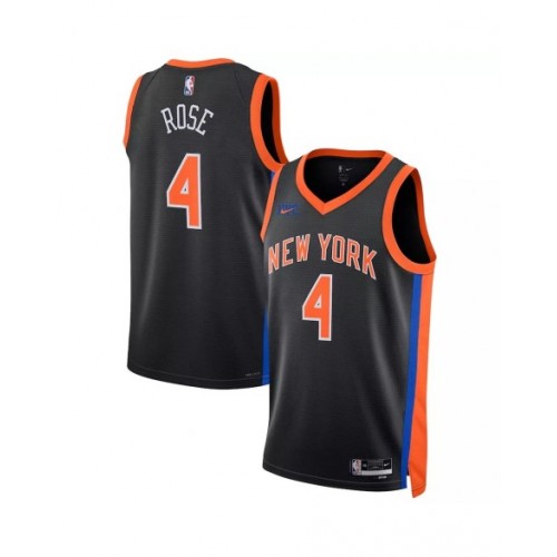 Camiseta Nike Swingman negra 2022/23 de Derrick Rose #4 de los New York Knicks para hombre - Edición City